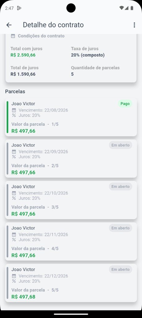 Parcelas do contrato no Cobre+